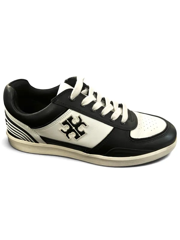 Tory Burch Clover Court Sneakers Black White Leather Logo Sneakers Size 9M NWOT - Image 7