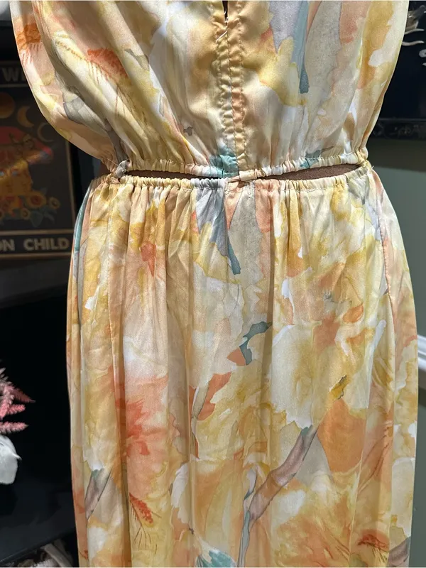 fab’rik Halter Neck Cutout Maxi Dress Multicolor Size Small - Image 3
