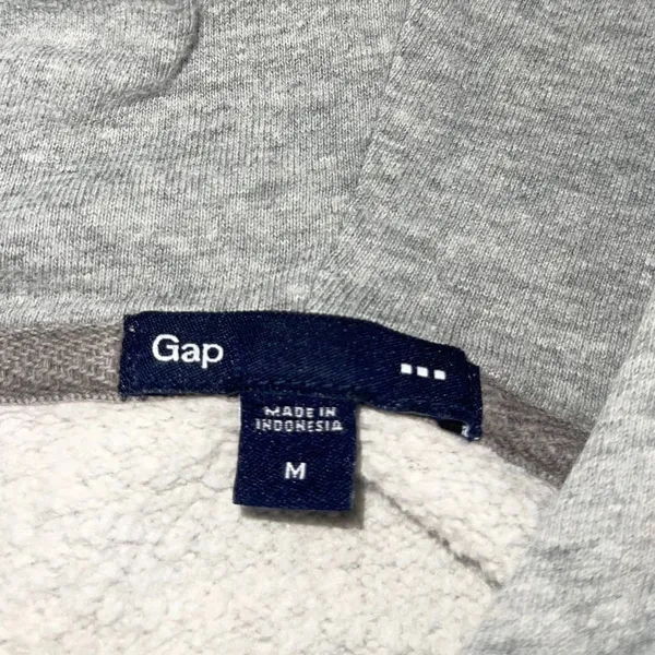Gap Logo Fleece Pullover Hoodie Light Gray SZ Medium Athletic Loungewear Casual - Image 4
