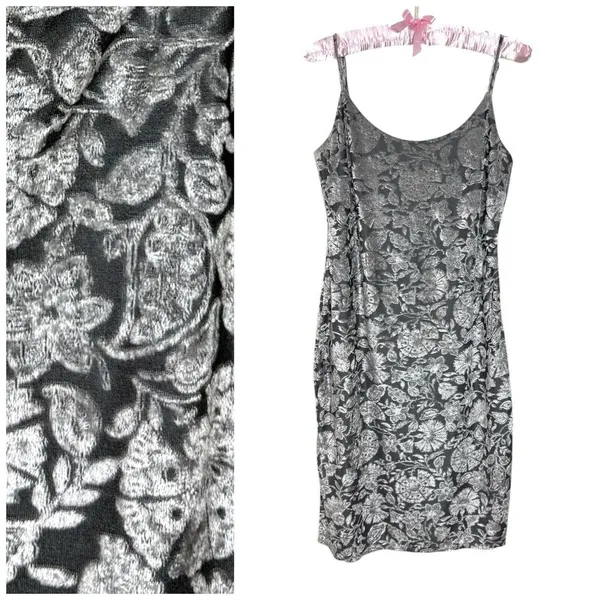 NWOT Y2K Bebe Slip Dress S Velvet Burnout‎ Silver Lined Fairy Grunge Whimsigoth - Image 2