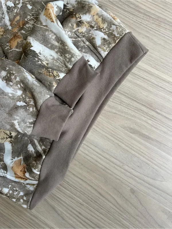 Comfrt Neutral Tie-Dye Teddy Hoodie Jacket in Beige & Tan - Image 9