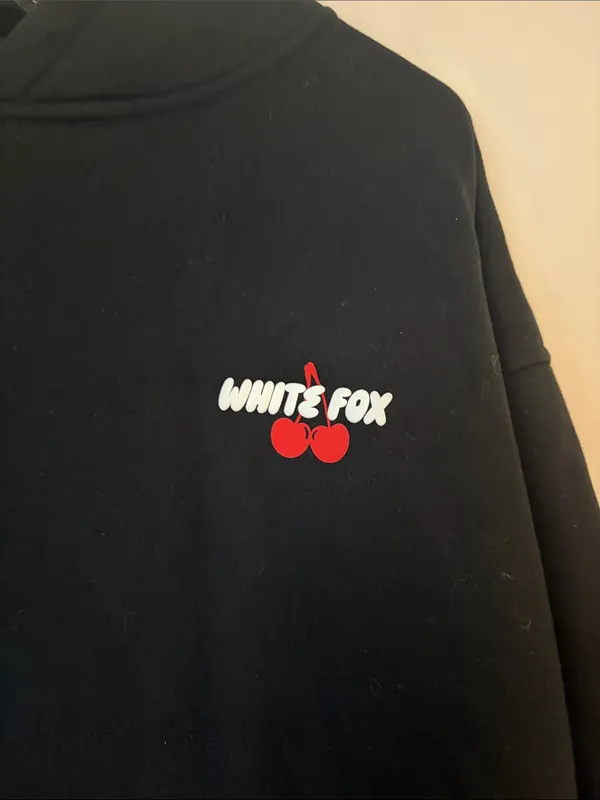 White Fox Sports Club cherry logo black hoodie sweatshirt - Image 3