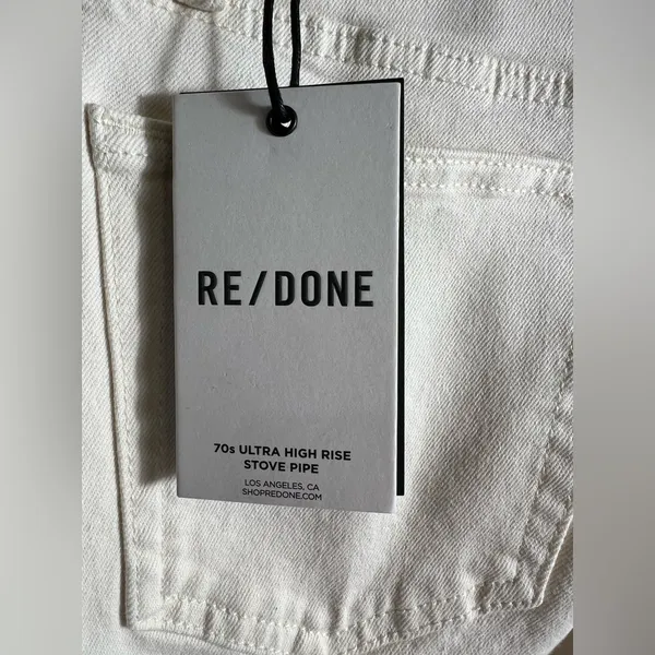 Re/Done Women's Straight Leg Jeans in Cream - Image 5