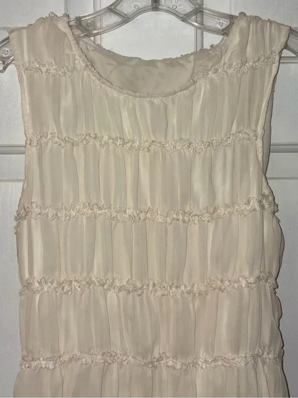 Cream Ruched Sleeveless Blouse Top Stretch -Size S/M, Unbranded - Image 2
