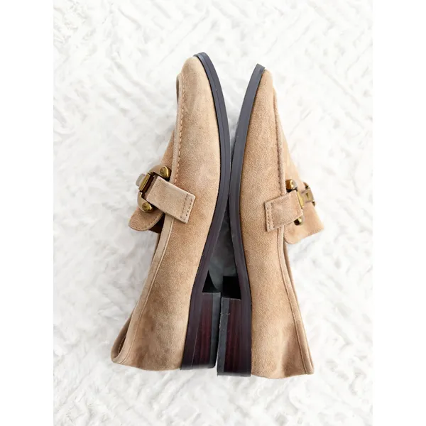 BiBi Lou Zagreb Beige Suede Horsebit Loafers Quiet Luxury Old Money Preppy Chic - Image 6