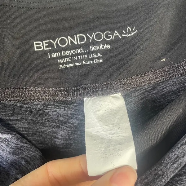 Beyond Yoga Heathered Leggings Women's Size S Black Blue Lattice Ankle - Image 3