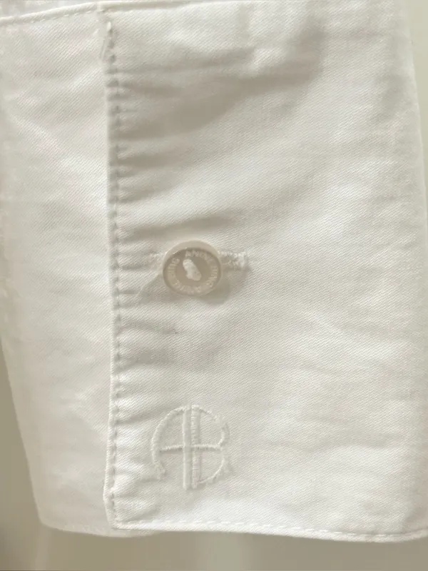 Anine Bing Mika Button Down Shirt XXS White Oversized Capsule Clean Chic Classic - Image 13