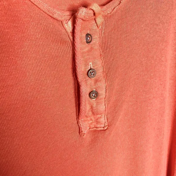 Free People We the Free Star Relaxed Distressed Henley Top Orange Linen Small - Image 4