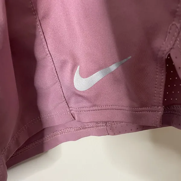 Nike Dri Fit Lined Women's Athletic Shorts Mauve Swoosh Logo Excellent Condition - Image 2