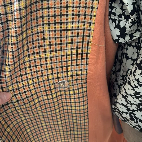 Anthropologie Lost + Wander orange & yellow plaid trench coat - Image 9