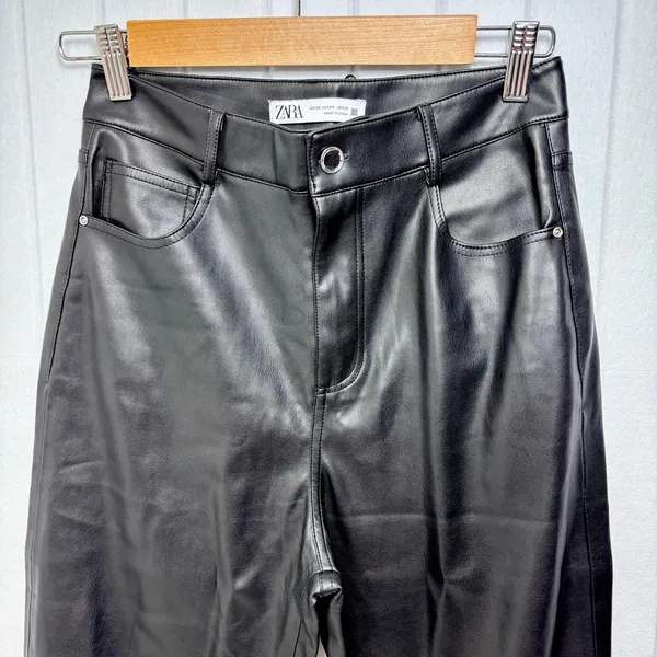 Zara Black Faux Leather High Rise Ankle Pants‎ Women's size US 4 - Image 2