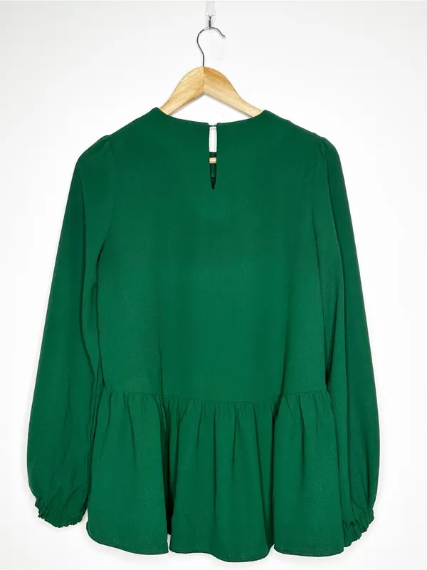 Pomander Place Tuckernuck NEW!! Carlota Peplum Blouse Hunter Green XS - Image 8