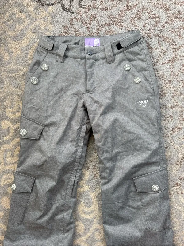 Orage Women’s Prime 10 Waterproof Insulated Ski Snowboard Pants Gray Cargo Small - Image 4