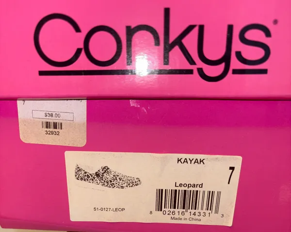 Corky Leopard Print Slip-Ons in Tan and Black Kayak style Size 7 - Image 8