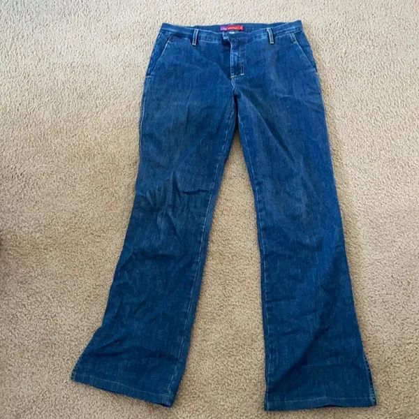 by Womyn Trouser Jeans Wide Leg Flare Dark Wash Sz 8 - Image 2