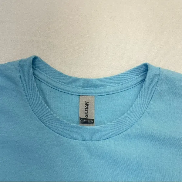 Gildan Light Blue Crewneck Tee | Oversized Cotton T-Shirt Women’s Size Large - Image 2