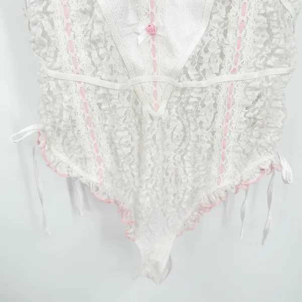 Free People‎ FP Intimately Womens Coquette Sweet Cheeks Lace Thong Bodysuit M - Image 5