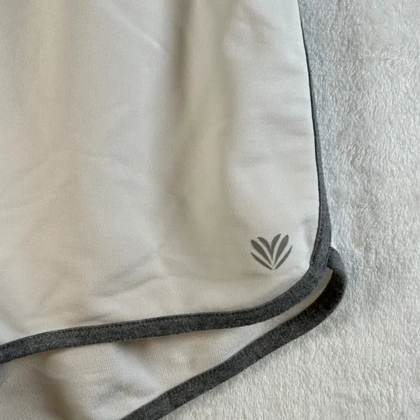 Forever‎ 21 Athletic Shorts White Grey Trim Dolphin Hem Women's Size L - Image 2