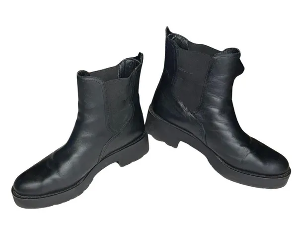 Sam Edelman Justina Chelsea Black Ankle Boots with Platform Sole 10 leather moto - Image 9