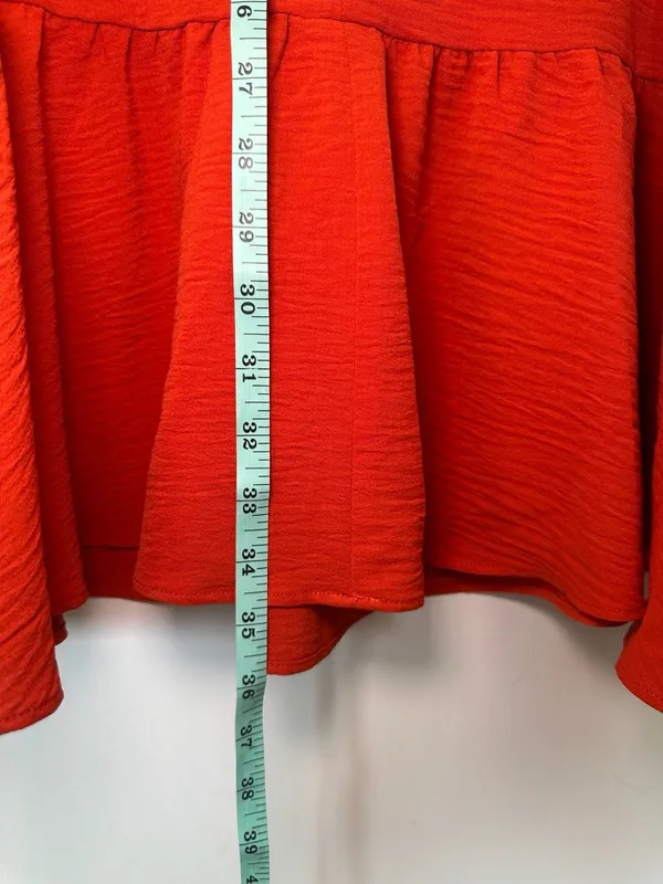 Harper Rose Orange Long Balloon Sleeve Shift Dress with Ruffle Hem Size 8 - Image 4