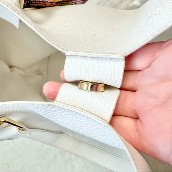 Steve Madden White Faux Leather Large Satchel Shoulder Bag Purse - Image 9