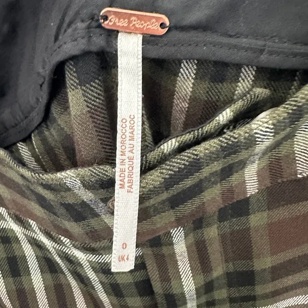 Free People‎ Jules Plaid Pants Womens 0 Green High Rise Trousers Academia Grunge - Image 4