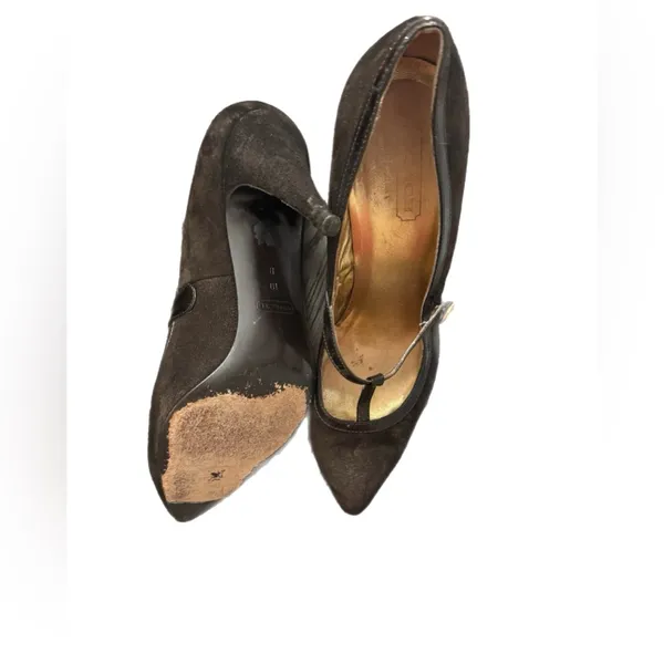 Coach T-Strap Heels Brown Suede size 10 - Image 3
