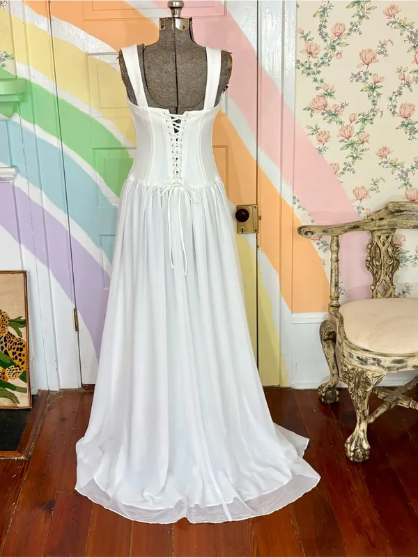 💥NWT Elliatt Emi Corset Drop-Waist Sheer Maxi Dress Soft White Sz M🧡 - Image 5