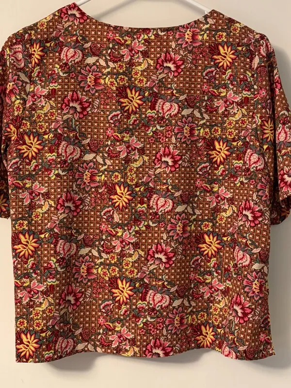 Traffic People blouse size medium floral retro boho metallic colorful - Image 3