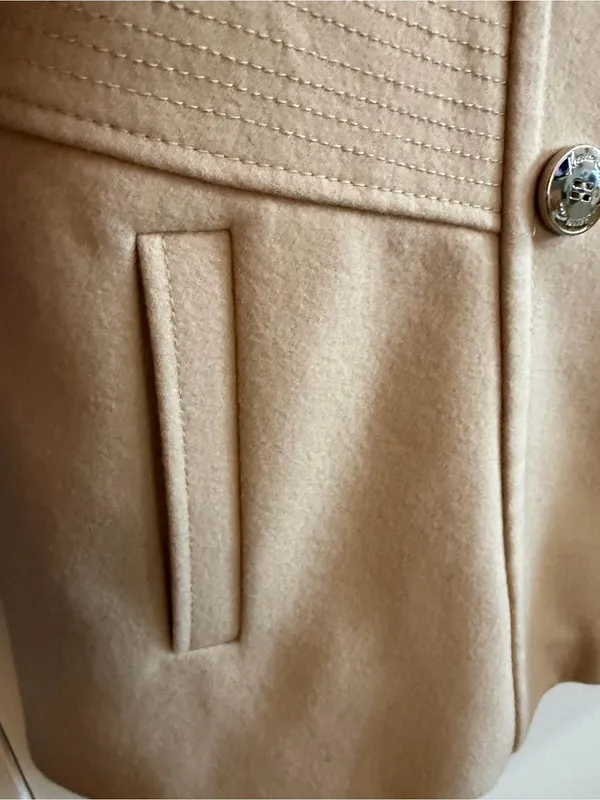 Kenneth Cole Cream Double-Breasted Wool Peacoat - Image 5