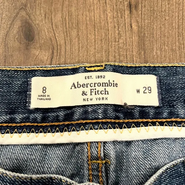 Y2K Abercrombie & Fitch Jean Shorts Blue Distressed Cut Off Womens 8 W29 - Image 5