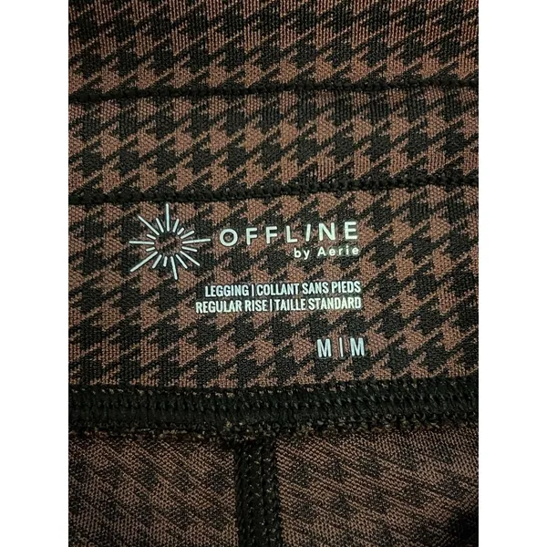 OFFLINE By Aerie Leggings Womens Medium Brown Houndstooth Stretch Ankle Pants - Image 8
