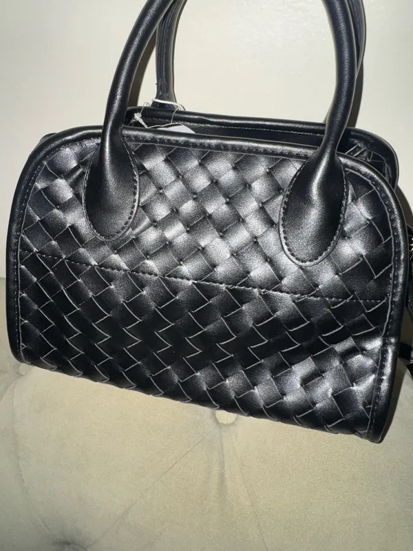Urban Outfitters Kristie Crossbody Black leather bag woven texture - Image 7