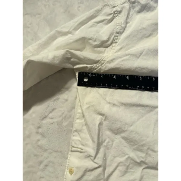Madewell The Linen Blend Shirt Sz Medium White Button Up Classic Core Side Slit - Image 9