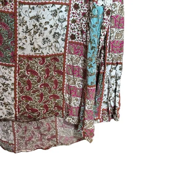 UMGEE Top Womens Medium Multicolor Patchwork Boho Print Blouse Ladies - Image 5