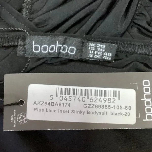 Boohoo Black Spaghetti Strap Cowl Neck Lace Cami Camisole Bodysuit Top Size 16 - Image 3