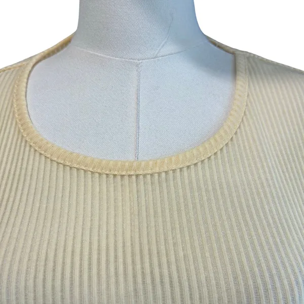 Divided H & M Top Yellow Semi Sheer Boho Casual Beach Stripes XL Long Sleeves - Image 3