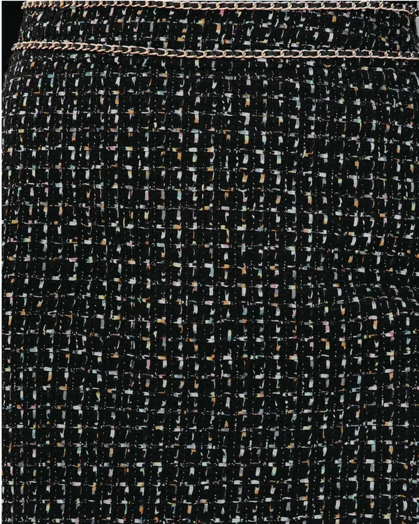 Vici Boldly Elegant Tweed Chain Mini Skirt - Black - Image 2