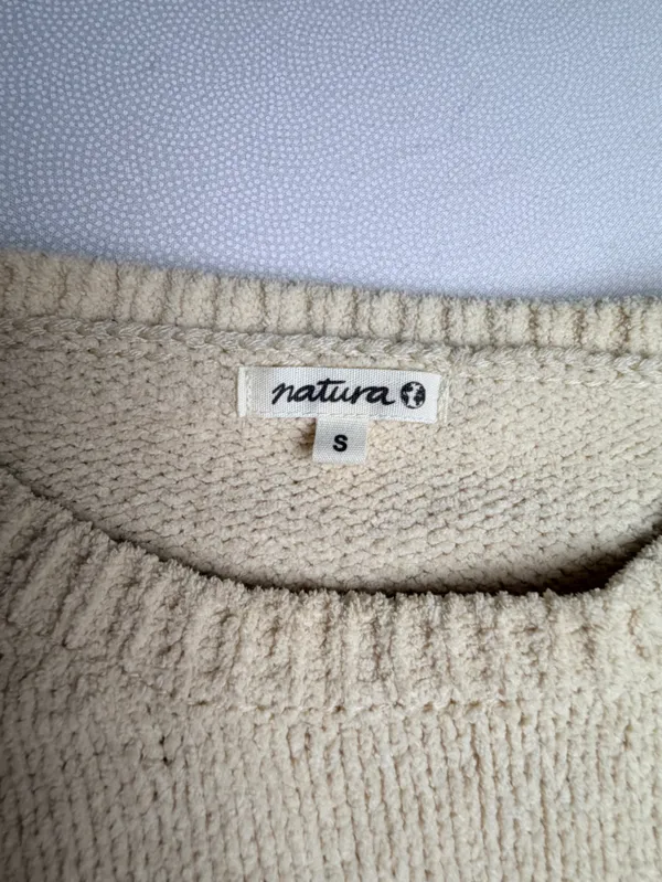 Natura Cream Chenille Knit Sweater Womens S Oversized Crewneck Pullover - Image 4