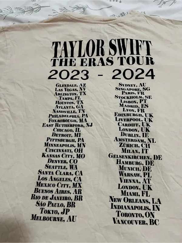 Taylor Swift The Eras Tour Collage Concert Tee Ecru Sz XL Like New - Image 4