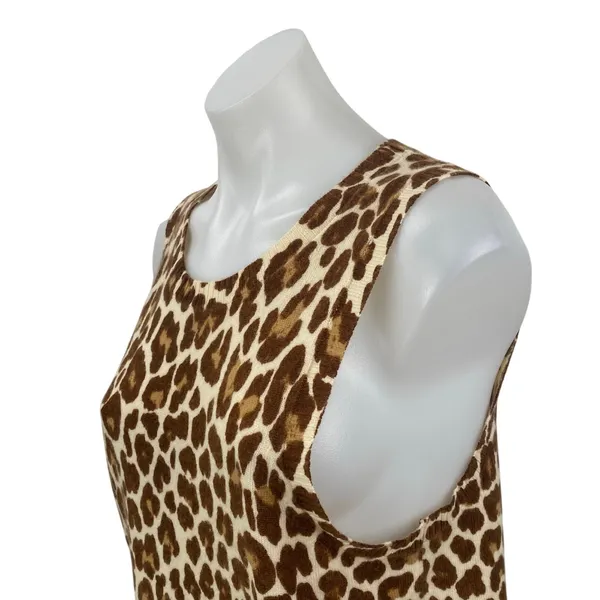 J.Crew Beige Leopard 100% Cashmere Sleeveless Knit Sweater Vest Tank Top Size L - Image 2