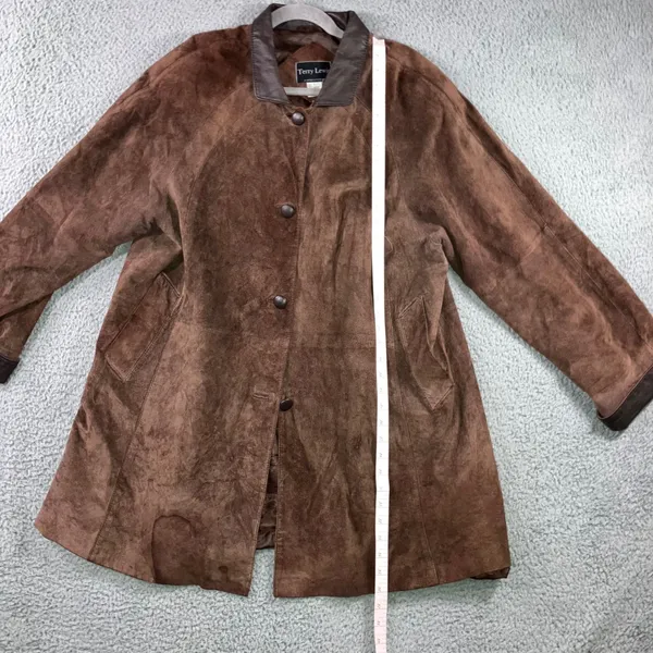 VTG Terry Lewis Leather‎ Suede Jacket Women L Button Front Relaxed Chore Classic - Image 6