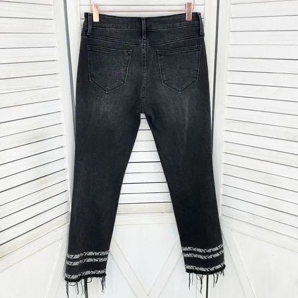 Driftwood Jeans Womens Size 27‎ Black Colette Snake Print Stripe Raw Cuff Crop - Image 3