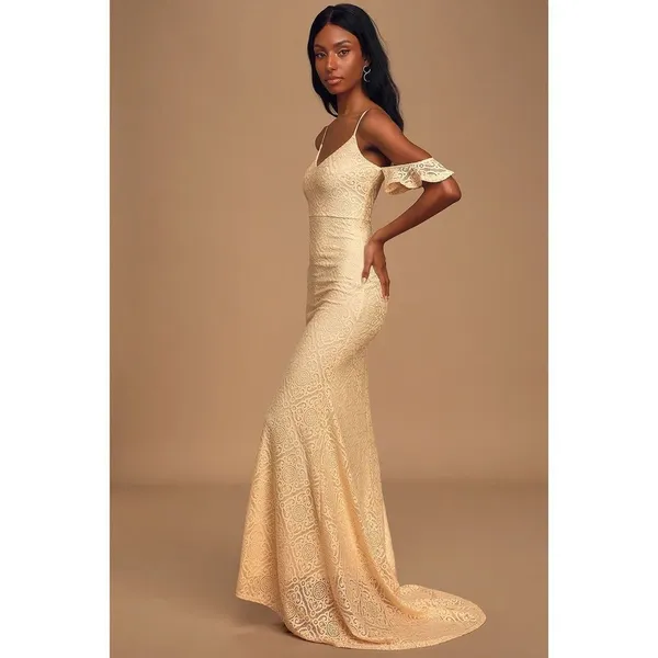 Lulu’s Declare My Love Cream Lace Cold-Shoulder Mermaid Maxi Dress - Image 3