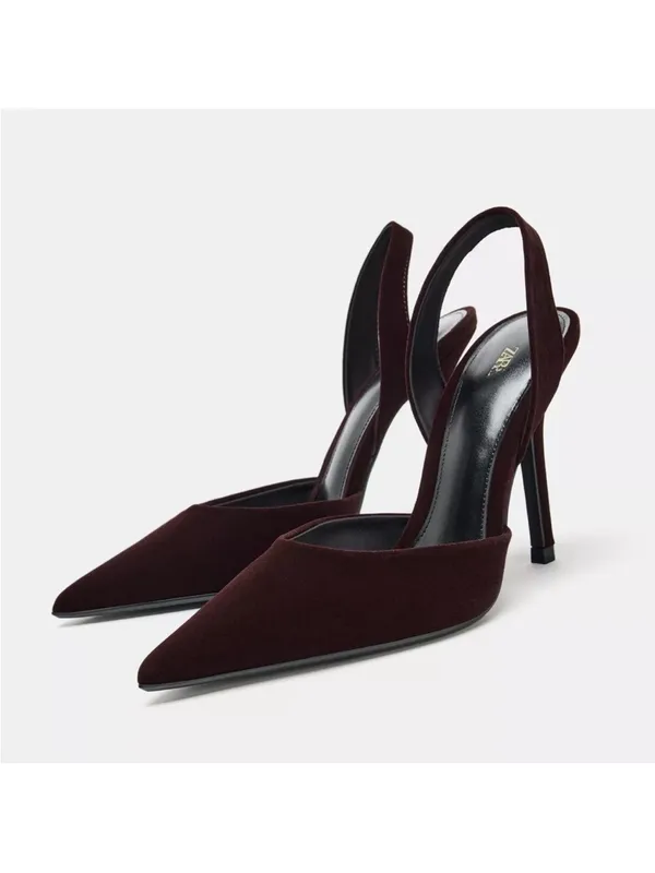 Zara velvet Pointed Slingback Heel - Image 2