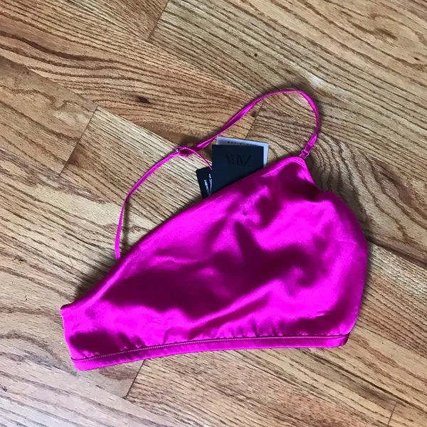 Zara Hot Pink Silk Crop NWT - Image 2