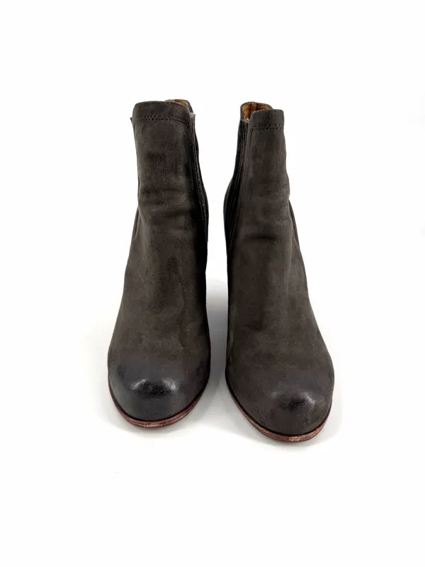 Jeffrey Campbell Knockout Suede Leather Stacked Wood Chunky Heel Ankle Booties - Image 3