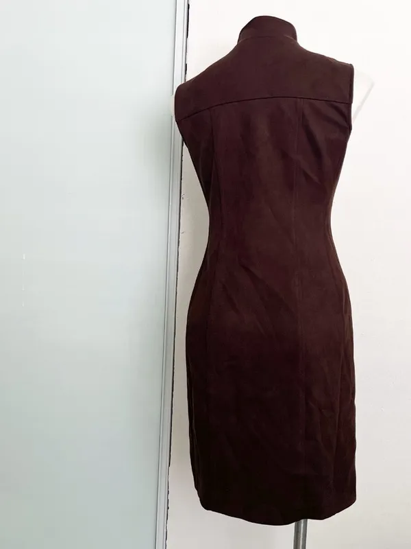 Tommy Hilfiger Sleeveless Faux Suede Feel & Look Front 2-Way Zip Dress Sz 6 NWT - Image 5
