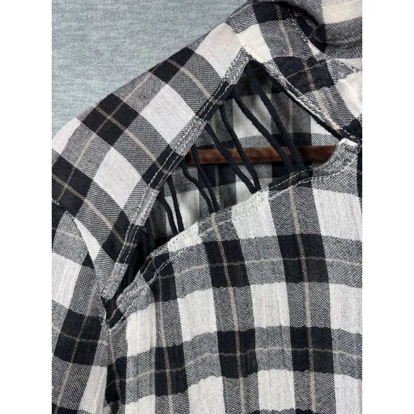 Free People Womens‎ Shirt M Plaid Long Sleeve Snap - Image 5