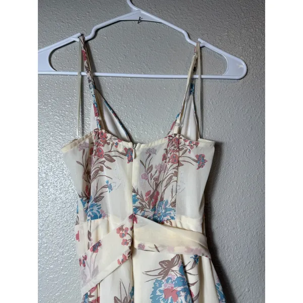 Altar'd State Ivory Floral Wrap Mini Dress Tiered Ruffle Spaghetti Strap XS - Image 6